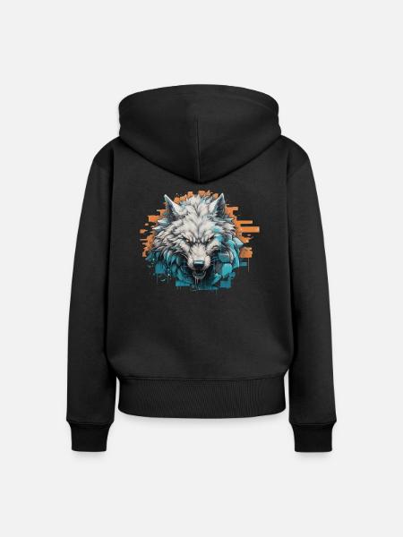 Geist des Nordens - Graffiti-Stil - Frauen Premium Bio Zip Hoodie - Schwarz