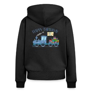 Train pour enfants Chemin de fer Joyeux anniversaire 10 - Sweat à capuche zippé Premium bio Femme - noir - Dos - Julia (174cm)
