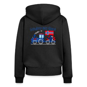 Gratulerer med dagen Norwegen Fußball Eisenbahn - Frauen Premium Bio Zip Hoodie - Schwarz - Hinten - Julia (174cm)