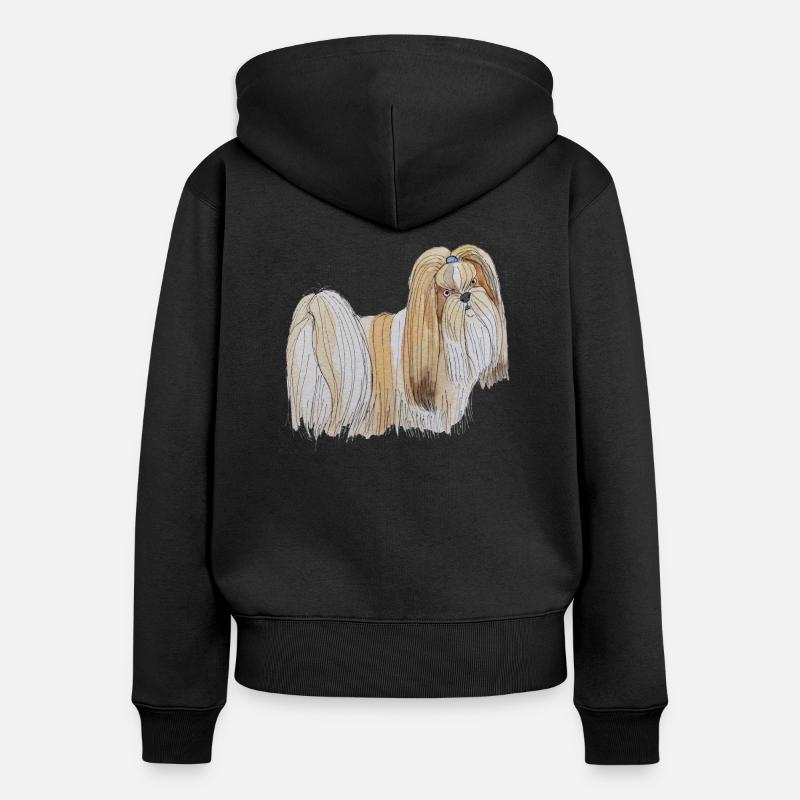 Plaisir de Lhassa Apso - Sweat à capuche zippé Premium bio Femme - noir