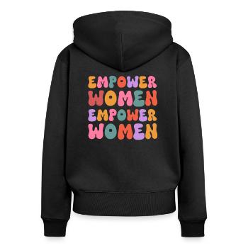 Coloré Responsabiliser les femmes - Sweat à capuche zippé Premium bio Femme - noir - Dos - Julia (174cm)