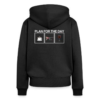 plan for the day yoga pilates meditation - Women's Premium Organic Zip Hoodie - black - Back - Julia (174cm)