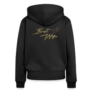 Best Wife Design gold - Women's Premium Organic Zip Hoodie - black - Back - Julia (174cm)