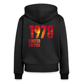 1978 - Women's Premium Organic Zip Hoodie - black - Back - Julia (174cm)