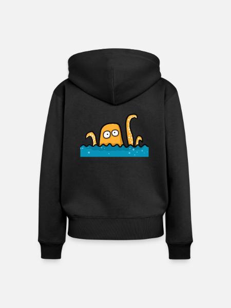 Riesenkrake - Frauen Premium Bio Zip Hoodie - Schwarz