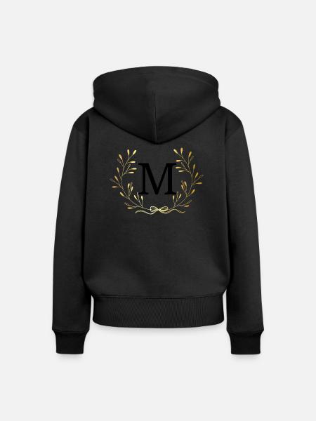 Buchstabe M Goldene Blumenkrone - Frauen Premium Bio Zip Hoodie - Schwarz