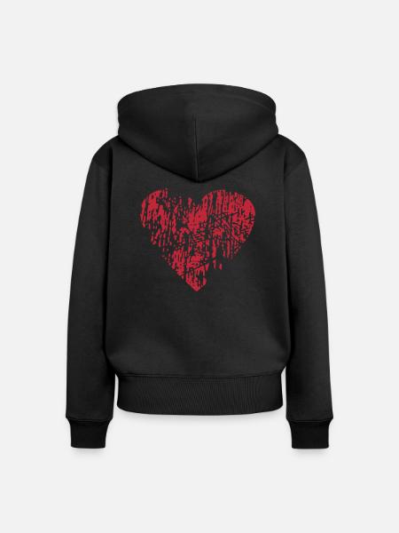 Distressed Heart - Frauen Premium Bio Zip Hoodie - Schwarz