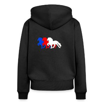 Toelter reihe - Frauen Premium Bio Zip Hoodie - Schwarz - Hinten - Julia (174cm)