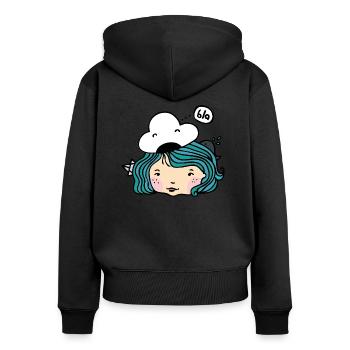 fille marin - Sweat à capuche zippé Premium bio Femme - noir - Dos - Julia (174cm)