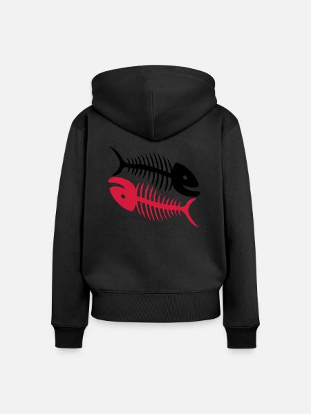 Smiling Fishbones - Frauen Premium Bio Zip Hoodie - Schwarz