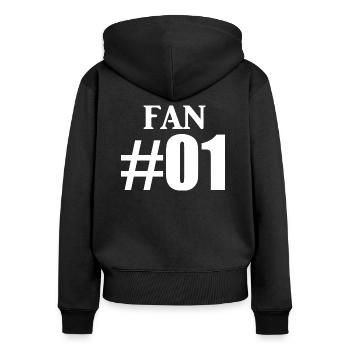 Fan Nr 1 - Frauen Premium Bio Zip Hoodie - Schwarz - Hinten - Julia (174cm)