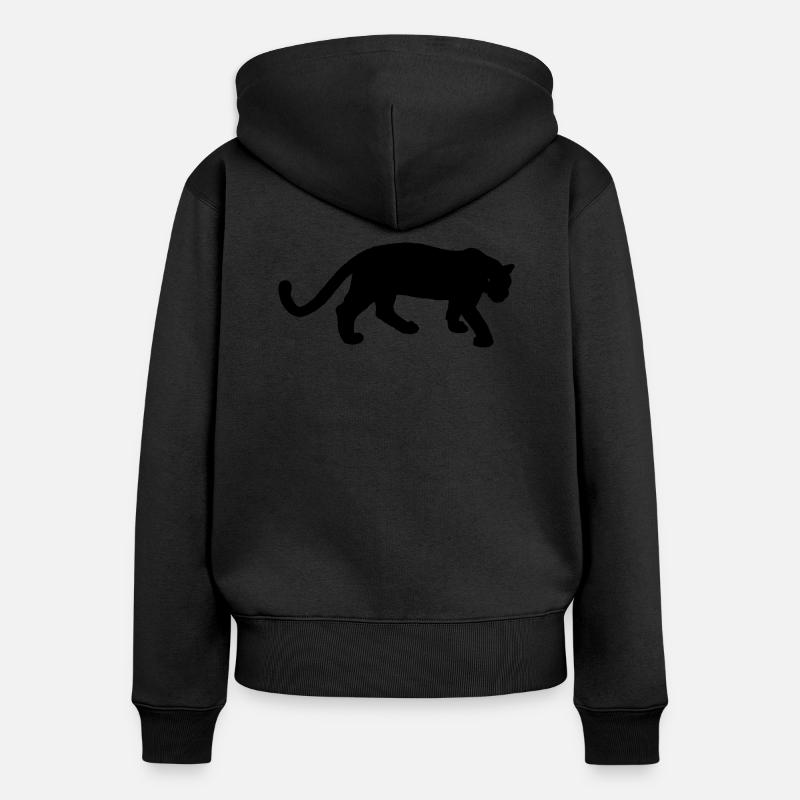 panthere - Sweat à capuche zippé Premium bio Femme - noir