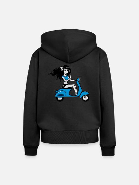 motorroller mädchen sexy - Frauen Premium Bio Zip Hoodie - Schwarz