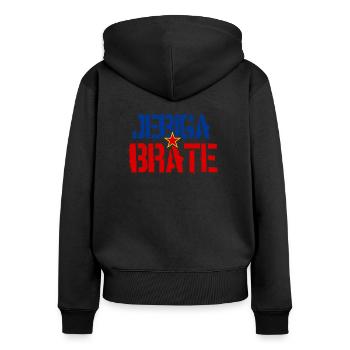 Jebiga Brate Jugoslawien Flagge Jugo Balkan - Frauen Premium Bio Zip Hoodie - Schwarz - Hinten - Julia (174cm)