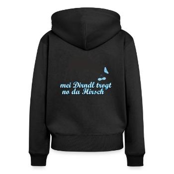 mei Dirndl - Frauen Premium Bio Zip Hoodie - Schwarz - Hinten - Julia (174cm)