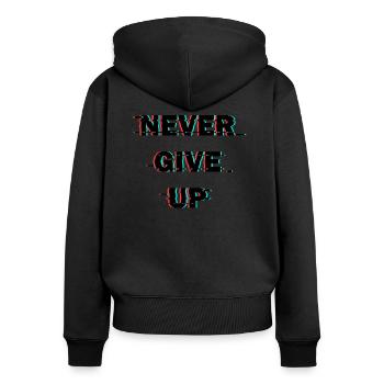 never give up krissel - Women's Premium Organic Zip Hoodie - black - Back - Julia (174cm)
