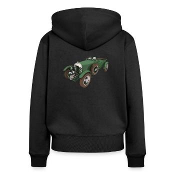 Schöner Oldtimer, Auto, KFZ - Frauen Premium Bio Zip Hoodie - Schwarz - Hinten - Julia (174cm)