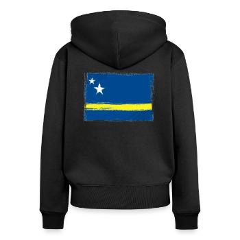 Curacao - Women's Premium Organic Zip Hoodie - black - Back - Julia (174cm)