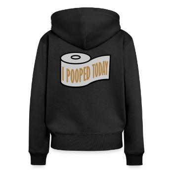 I pooped today Zitat - Frauen Premium Bio Zip Hoodie - Schwarz - Hinten - Julia (174cm)