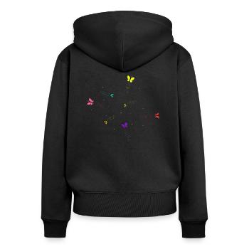 Schmetterlinge - Frauen Premium Bio Zip Hoodie - Schwarz - Hinten - Julia (174cm)