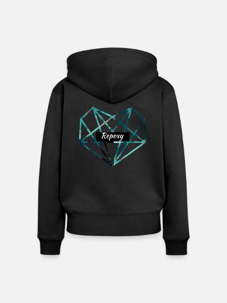 Blaugrüner Diamant - Frauen Premium Bio Zip Hoodie - Schwarz