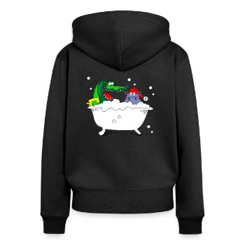nilpferd badewanne schnee hippo baden kinder kids - Frauen Premium Bio Zip Hoodie - Schwarz - Hinten - Julia (174cm)
