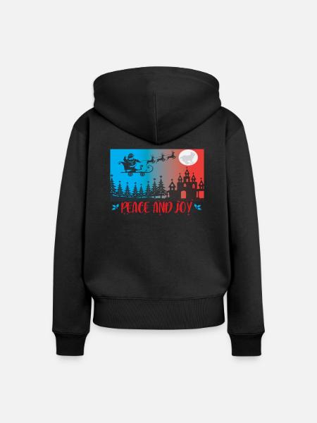 Peace and Joy - Frauen Premium Bio Zip Hoodie - Schwarz