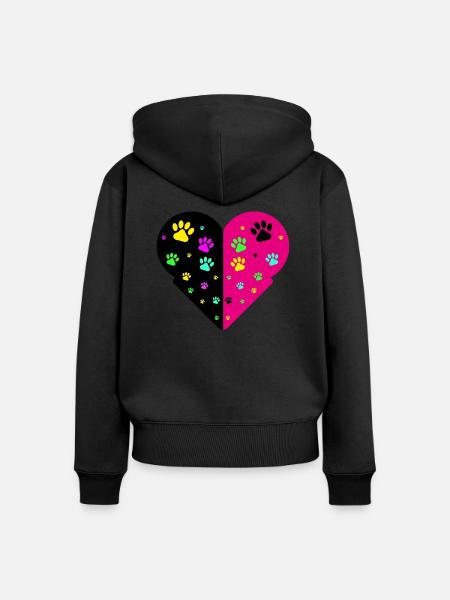 Katzenpfoten - Frauen Premium Bio Zip Hoodie - Schwarz