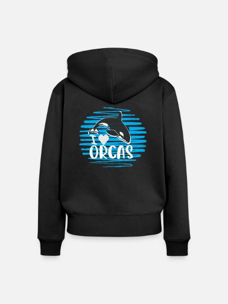 Orcas sind mein Geisttier - Frauen Premium Bio Zip Hoodie - Schwarz