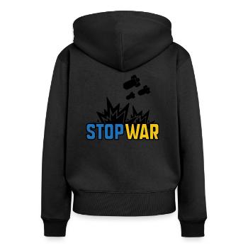 Stop War - Women's Premium Organic Zip Hoodie - black - Back - Julia (174cm)