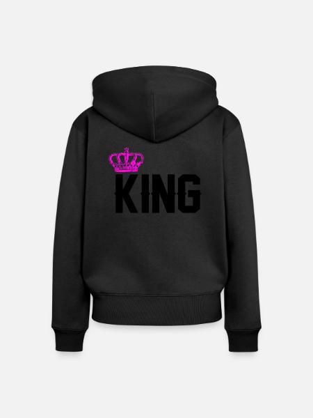 king - Frauen Premium Bio Zip Hoodie - Schwarz