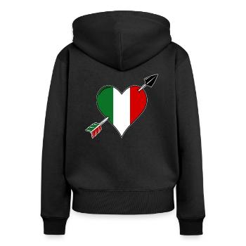 Italie drapeau coeur amoureux - Sweat à capuche zippé Premium bio Femme - noir - Dos - Julia (174cm)