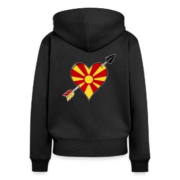 Macedonia Flag Heart Love - Women's Premium Organic Zip Hoodie - black - Back - Julia (174cm)