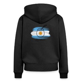 I love Argentina - Coupe du Monde 2022 - Sweat à capuche zippé Premium bio Femme - noir - Dos - Julia (174cm)