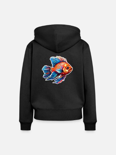 Fisch bunt und tropisch - Frauen Premium Bio Zip Hoodie - Schwarz