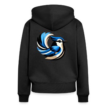 Geai bleu - Sweat à capuche zippé Premium bio Femme - noir - Dos - Julia (174cm)