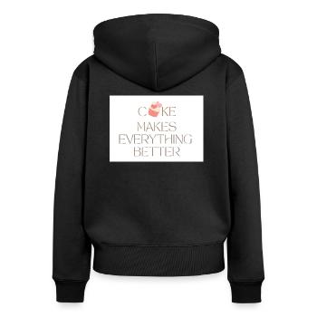 Cake makes everything better simple typography - Women's Premium Organic Zip Hoodie - black - Back - Julia (174cm)