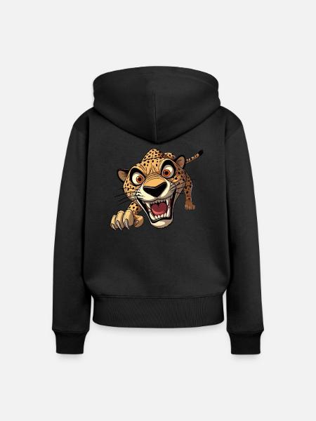 Geparden-Angriffe - Frauen Premium Bio Zip Hoodie - Schwarz