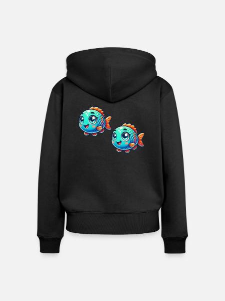 fisch comic 2 - Frauen Premium Bio Zip Hoodie - Schwarz