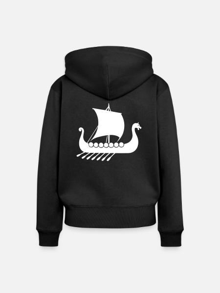 wikinger schiff - Frauen Premium Bio Zip Hoodie - Schwarz