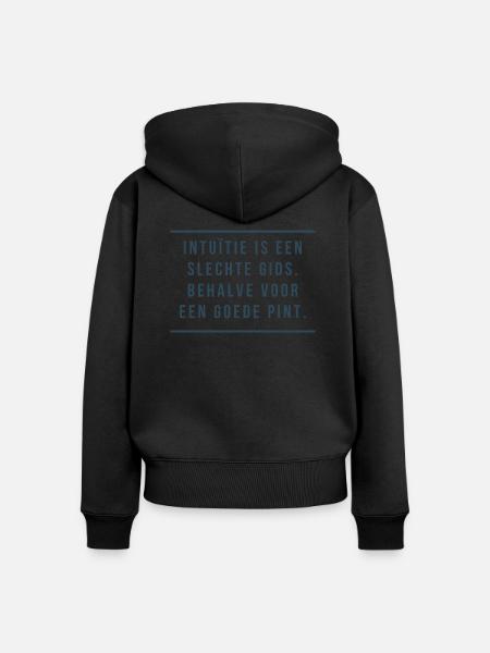 Antwerpener Weisheit: Intuition & Pints - Frauen Premium Bio Zip Hoodie - Schwarz