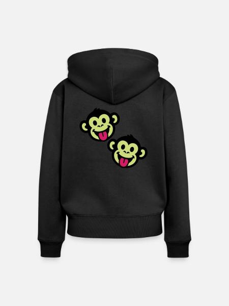 Affen Lustig - Frauen Premium Bio Zip Hoodie - Schwarz