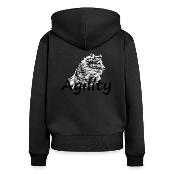 Agility - Frauen Premium Bio Zip Hoodie - Schwarz - Hinten - Julia (174cm)