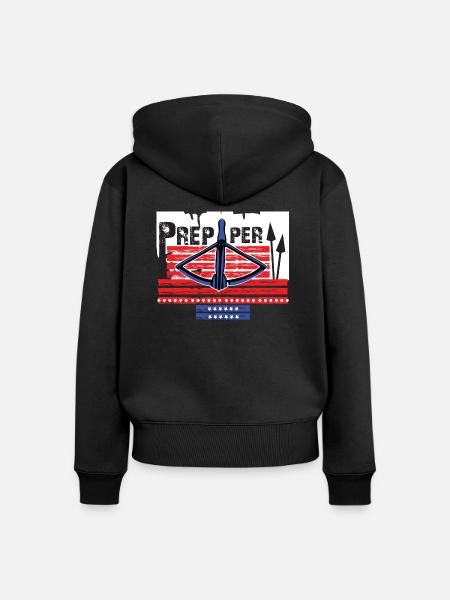 Prepper überlebt mit Armbrust - Frauen Premium Bio Zip Hoodie - Schwarz