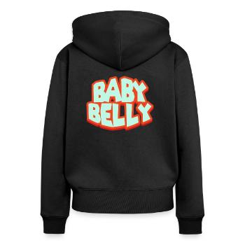 mutter - Frauen Premium Bio Zip Hoodie - Schwarz - Hinten - Julia (174cm)