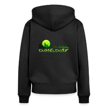 Düsseldorf die Stadt Moin Deutschland - Frauen Premium Bio Zip Hoodie - Schwarz - Hinten - Julia (174cm)