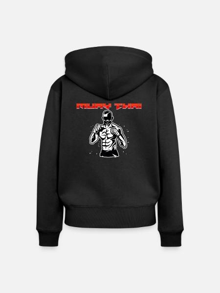 Muay Thai - Frauen Premium Bio Zip Hoodie - Schwarz