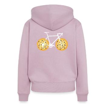 Pizza Fahrrad Pizzabike lustig - Frauen Premium Bio Zip Hoodie - Altrosa - Hinten - Julia (174cm)