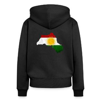 Kurdistan - Frauen Premium Bio Zip Hoodie - Schwarz - Hinten - Julia (174cm)
