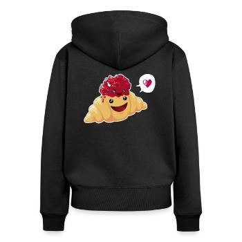 Croissant & Marmelade - Sweat à capuche zippé Premium bio Femme - noir - Dos - Julia (174cm)